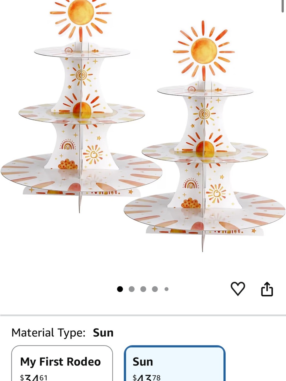 Sun Motif 3-Tier Dessert Stand - Orange & White